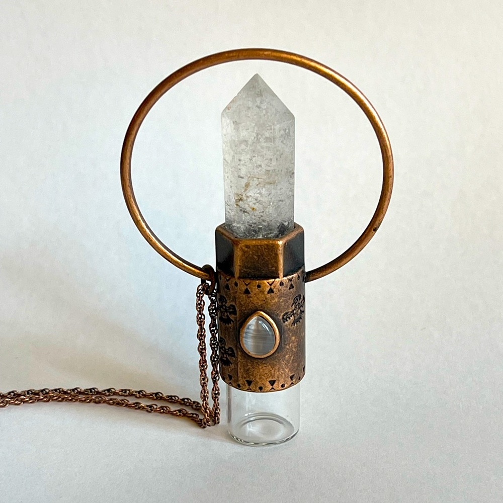 Essential oil crystal necklace, roller bottle necklace